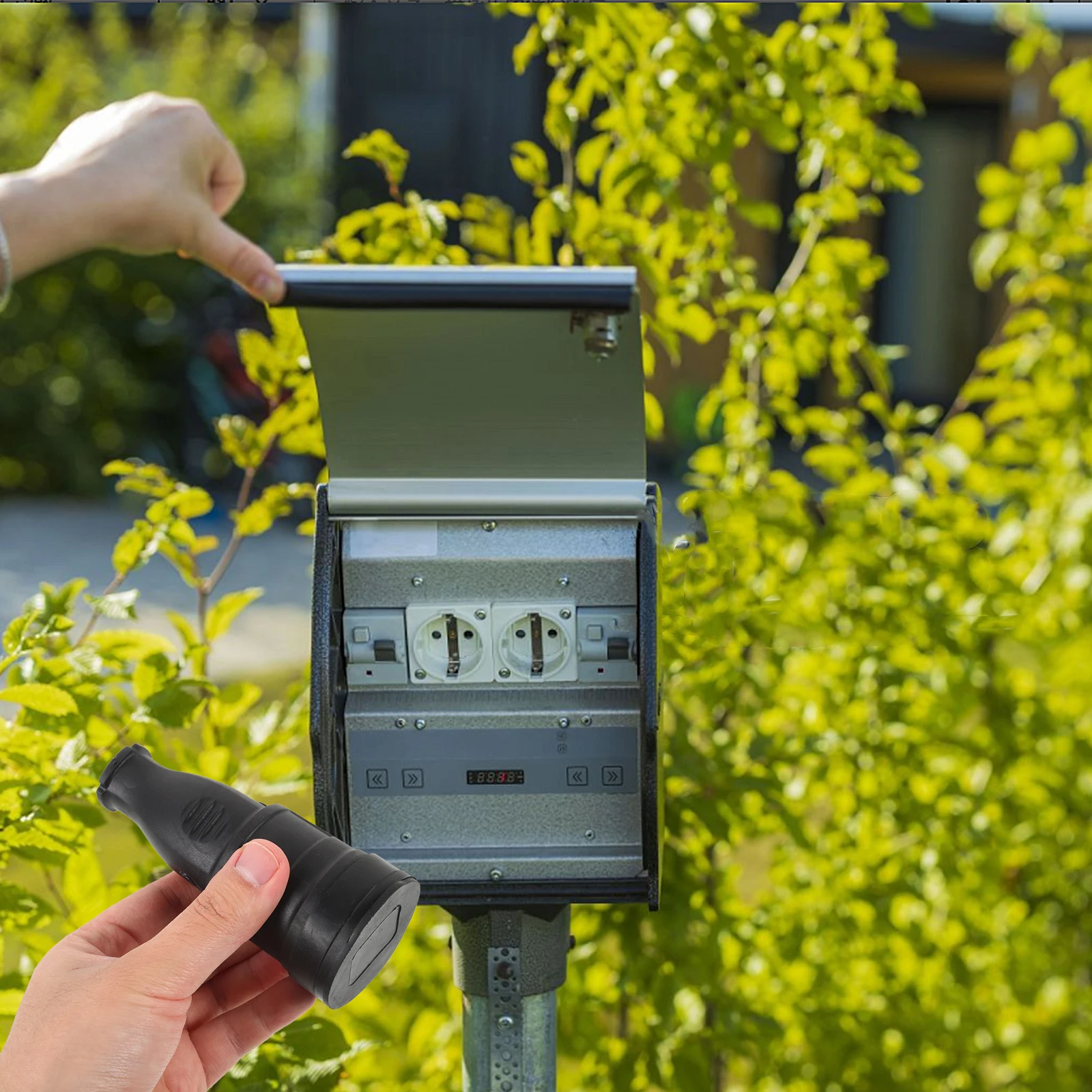 

Waterproof Socket Circular Wire Connector Outlet Panel for Home Room Garden Patio Easy Installation Durable Household Electric