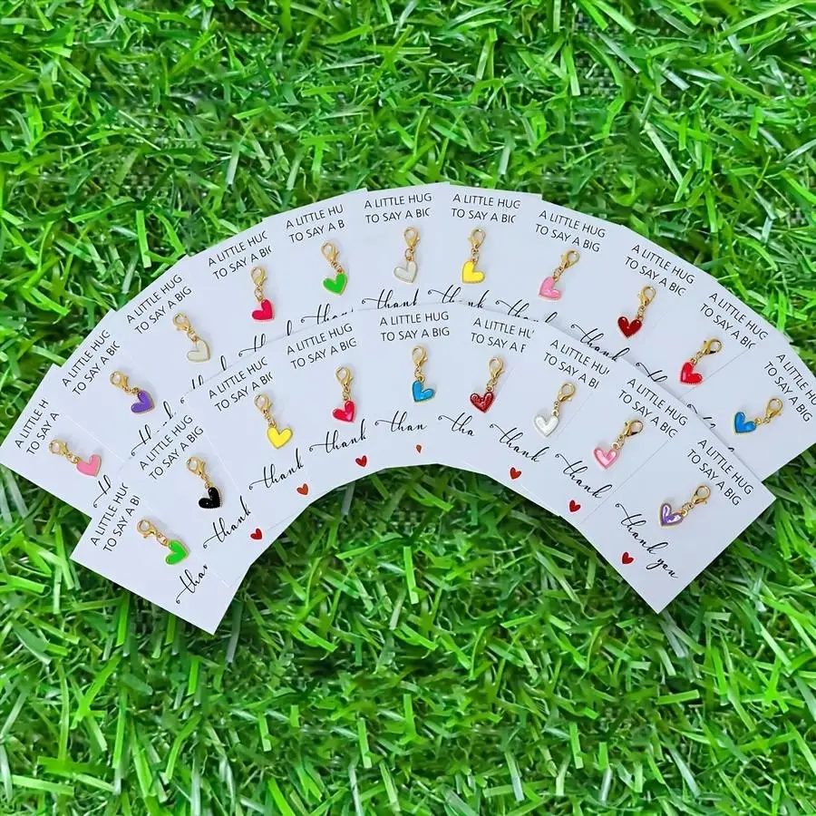 1/5/10/20/50/100pcs Gift for Her/Him s Heart Keychain Set, Assorted Random Colors, Includes Thank You Card, Durable Lobster Clas