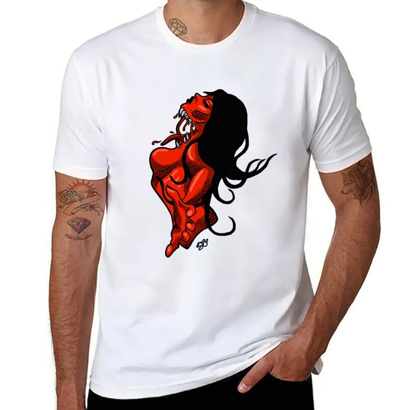 

Demon Lady T-Shirt man t shirt graphic t shirt personalised t shirts for man slim fit T-Shirt