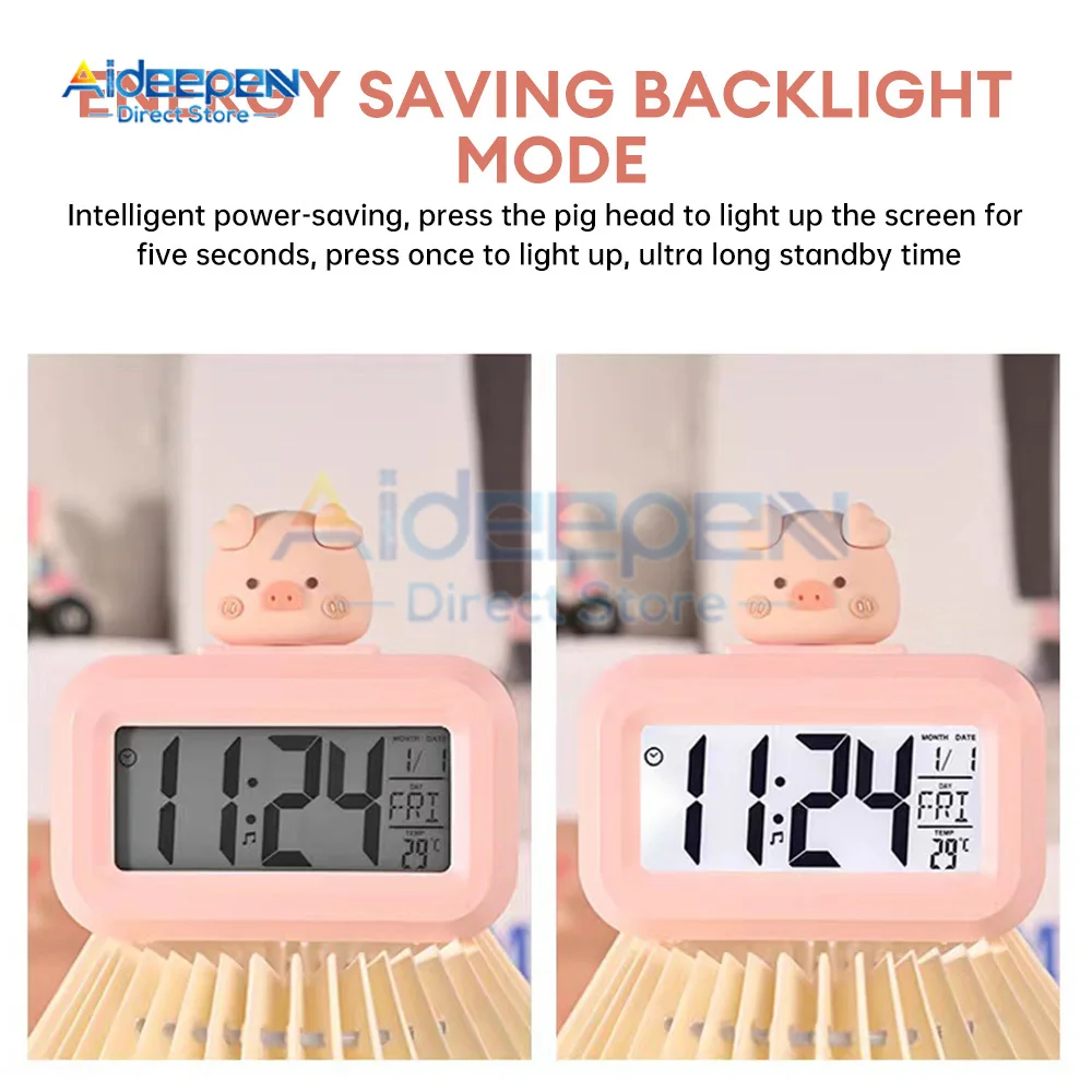 Jam Alarm pintar Mini, Timer Mini, jam Alarm kecil elektronik samping tempat tidur senyap
