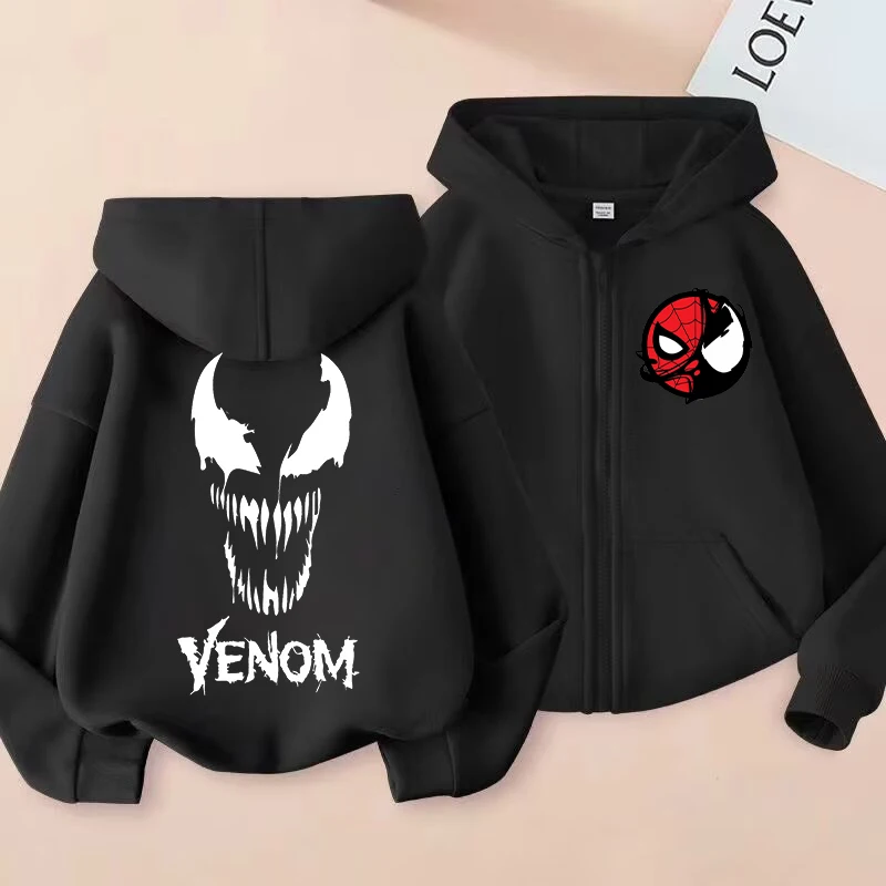 New Venom Child Zip-up Hoodie Cartoon Anime Hoodies Casual Warm Kids Boys Coat Jackets 2024 Winter Autumn Children\'s Clothing