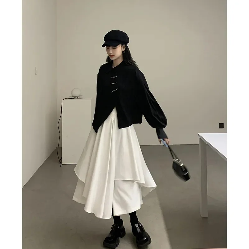 

Solid Color Irregular Women's Short Skirt High Waist Fashionable Versatile Temperament Big Swing Skirt 2025 Autumn New Skirt