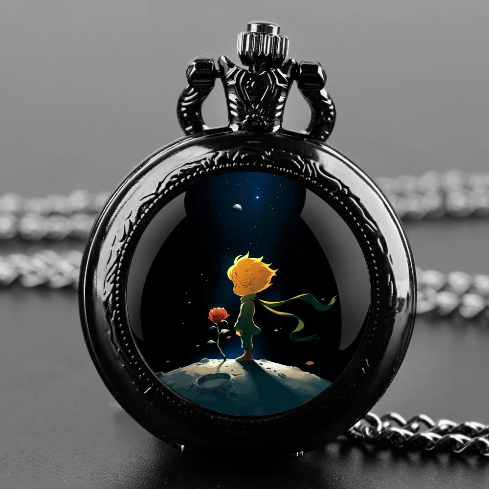 ساعة جيب على شكل قبة زجاجية من برينس آند روز مع سلسلة وقلادة كوارتز عتيقة هدية للرجال والنساء #1