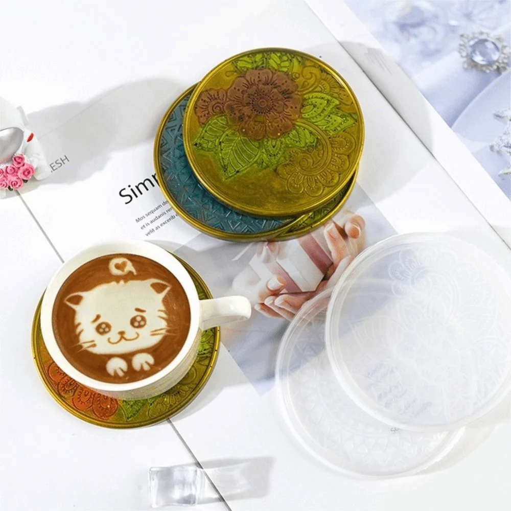 Resin Art Flower Shape Silicone Coaster Mold 10.5cm Epoxy Resin DIY Coaster Mold Coaster Round Coaster Mold Coffee Coaster
