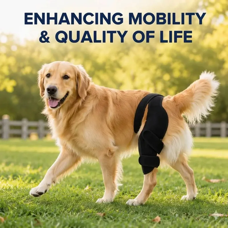 Dog Knee Brace Professional ACL CCL Hind Leg Back Strap Breathable Perforated Polyester-Scratch Support
