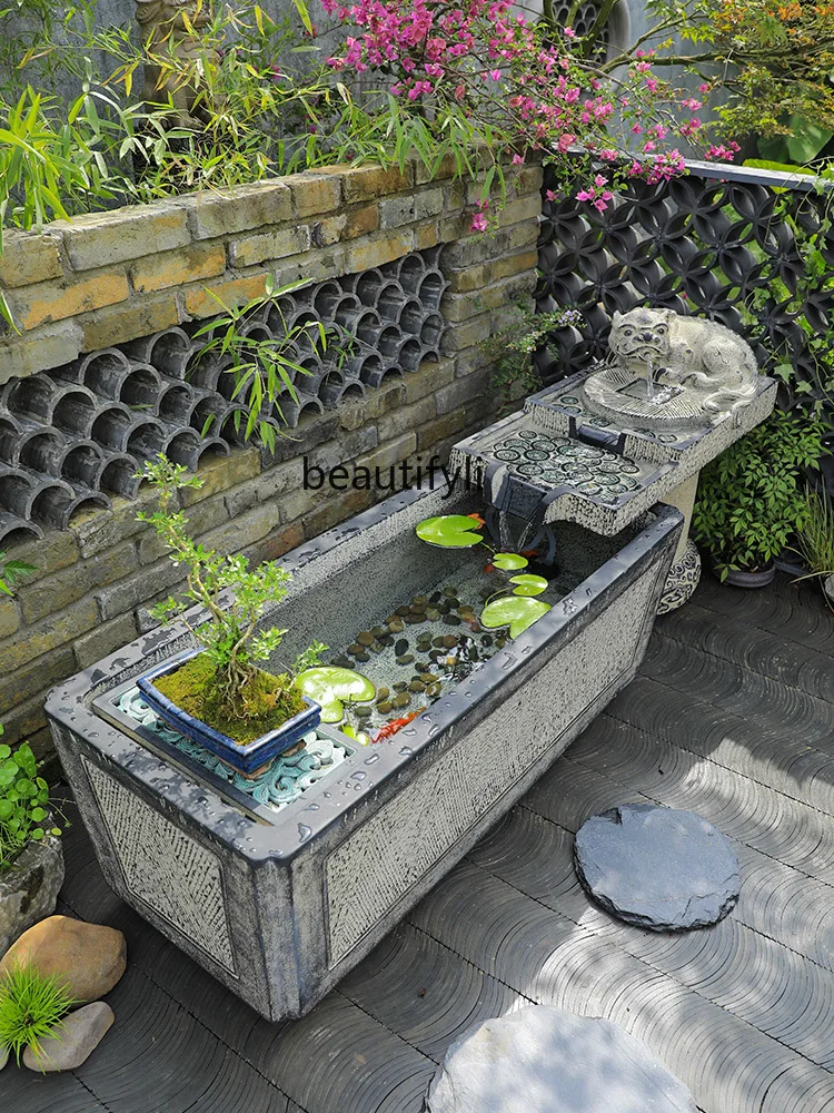 Chinese Large Flowing Water Ornaments Decorative Floor Lucky Fountain Courtyard Fish Pond Landscape