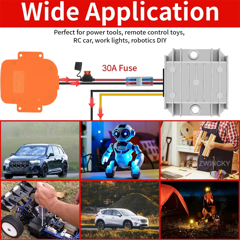 for Einhel X-Change 18V Li-Ion Battery DIY Battery Adapter 18V to 12V Step Down Converter Power Wheel Adapter With Fuse Switch
