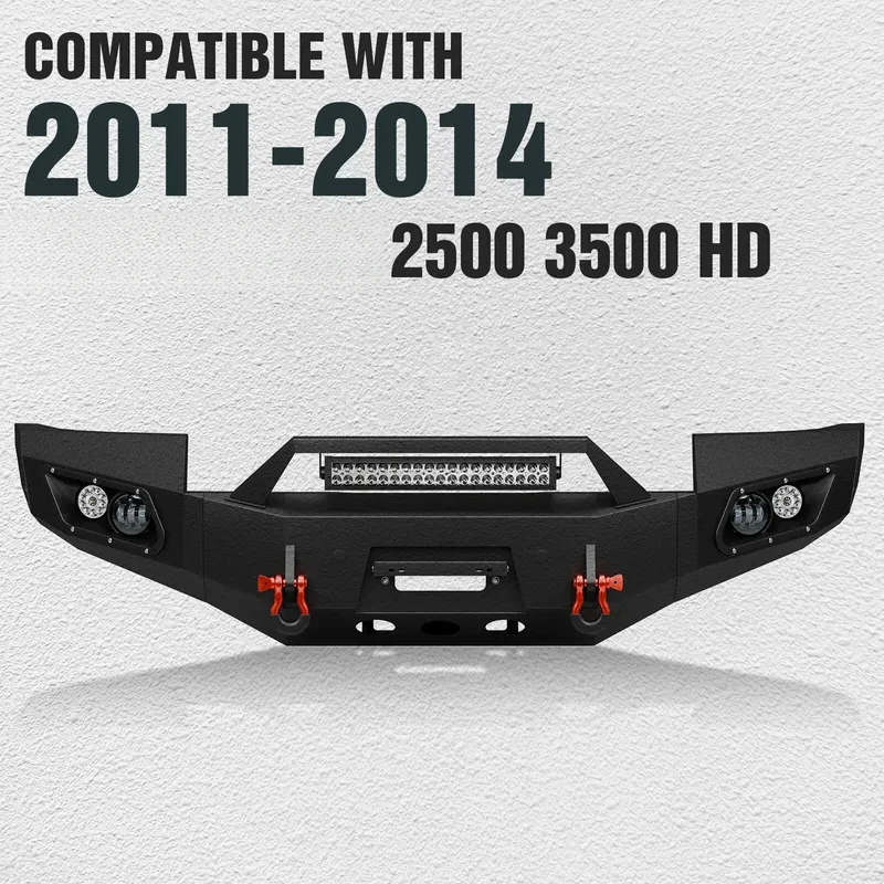 Hot selling Front Bumper With License Plate Bracket Winch Plate Sensor Holes 2 D-rings Off Road Modified Parts