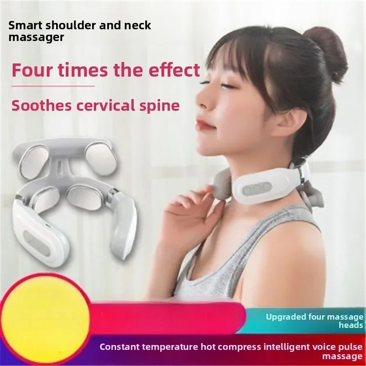 Practical bestseller Intelligent Cervical Massager Pulse Multi-manipulation Neck Massager Charging Cervical Spine Four Heads