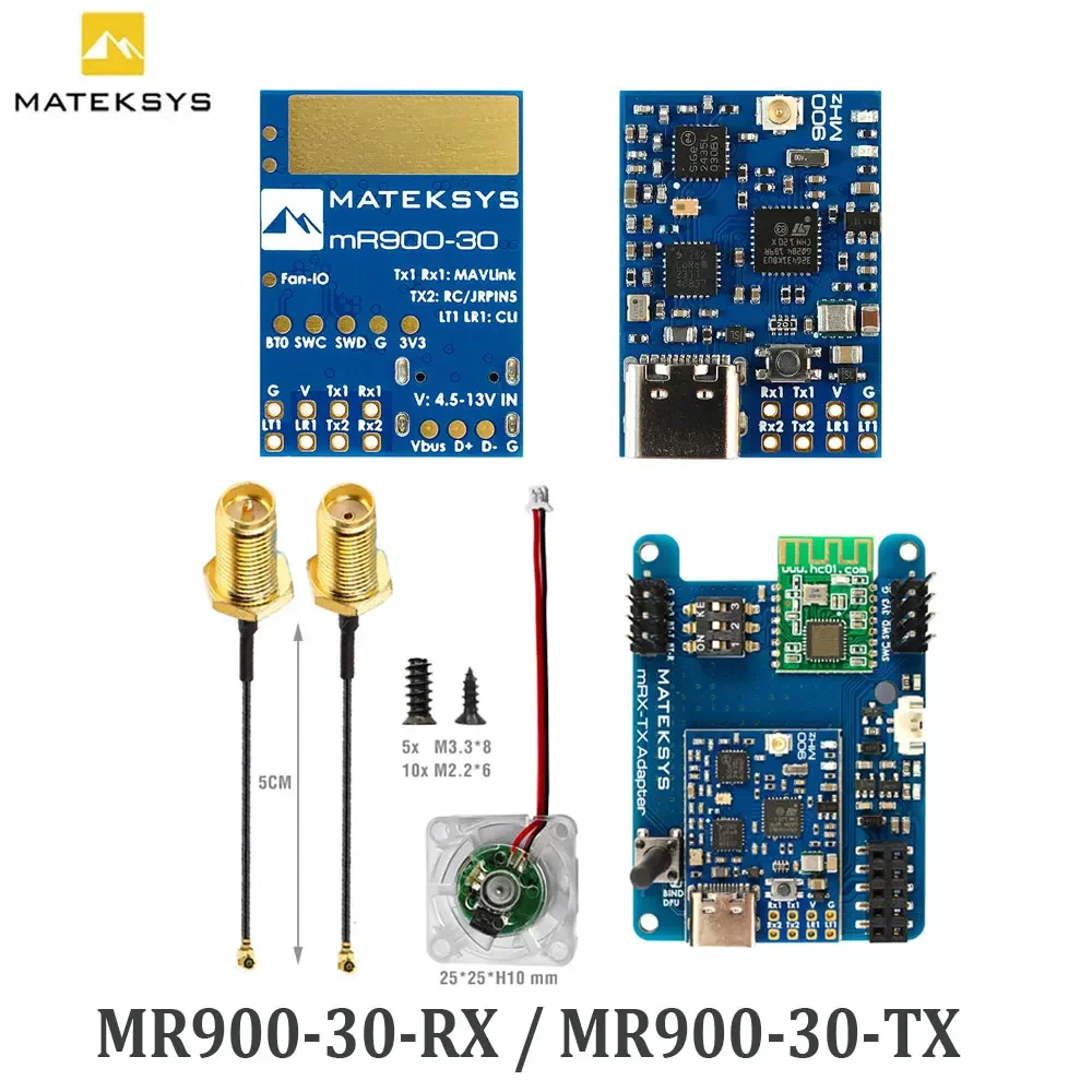 MATEK MATEKSYS MLRS MAVLINK 900MHZ TX MODULE KIT MR900-30-TX / MLRS MAVLINK 900MHZ RECEIVER MR900-30-RX For long Range RC Drone