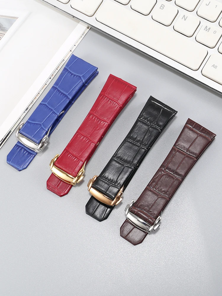 

Genuine leather watch strap suitable for Omega Constellation Double Eagle series folding buckle notch cowhide strap