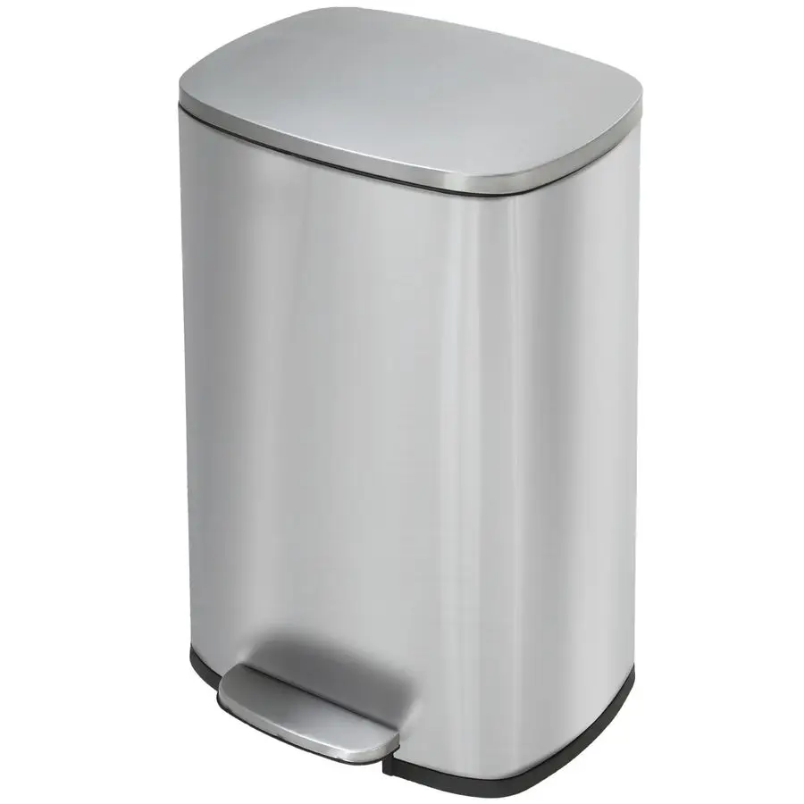 

13 Gallon 50L Stainless Steel Trash Can with Lid, Removable Inner Bucket, Foot Pedal, Soft Close for Home, Kitchen, Office