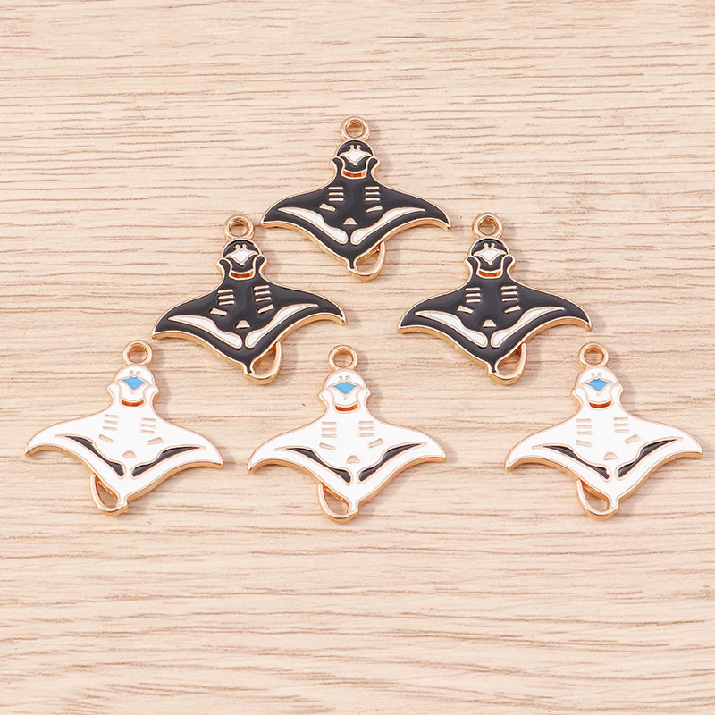 Tusember 20 Stück Niedliche Weiße und Schwarze Mantarochen-Fisch-Anhänger Cartoon-Tier-Anhänger für Ohrringe, Schlüsselanhänger, DIY-Schmuckherstellung Zubehör – Detail 4