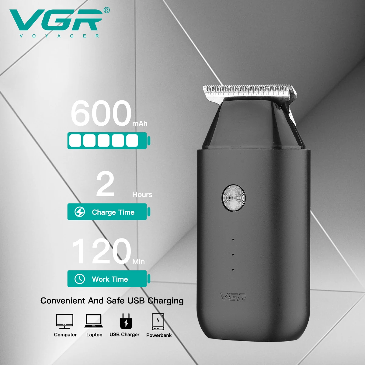 VGR Mini Hair Clipper Professional Zero Cutting Machine Electric Cordless Beard Trimmer Rechargeable Hair Trimmer for Men V-932