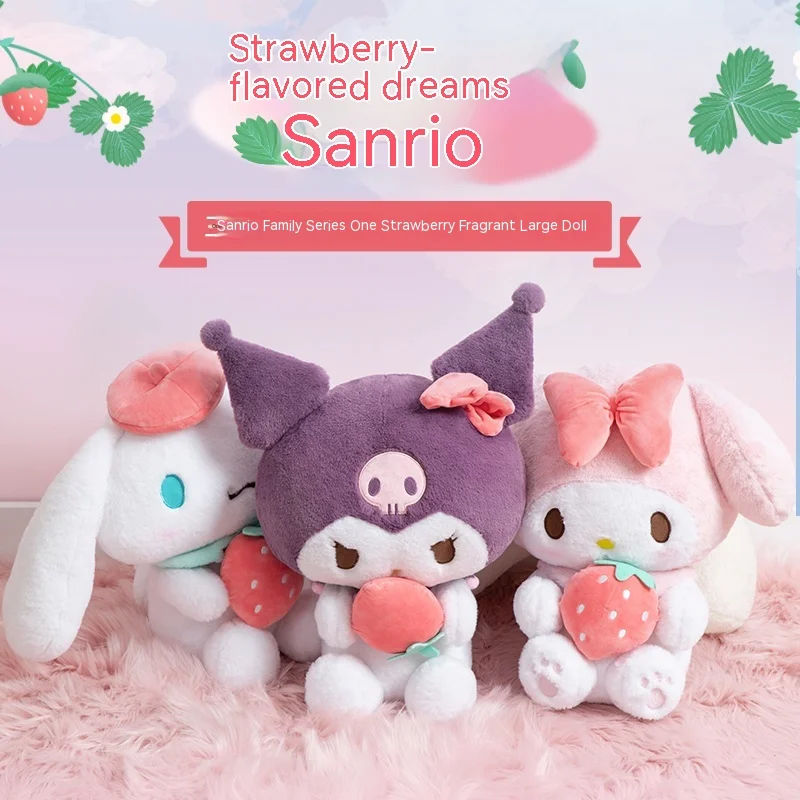 2024 Miniso Sanrio Series Strawberry Fragrance Large And Small Doll Doll Pillow Kawaii Plush Toy Holiday Birthday Gift For Women