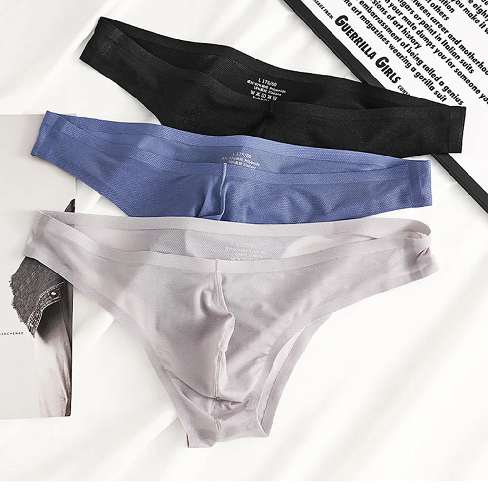 

Men Seamless Soft Translucent Briefs Solid Stretch Underwear For Hot Man Ultra-thin Summer Men's Panties Breathable Underpants