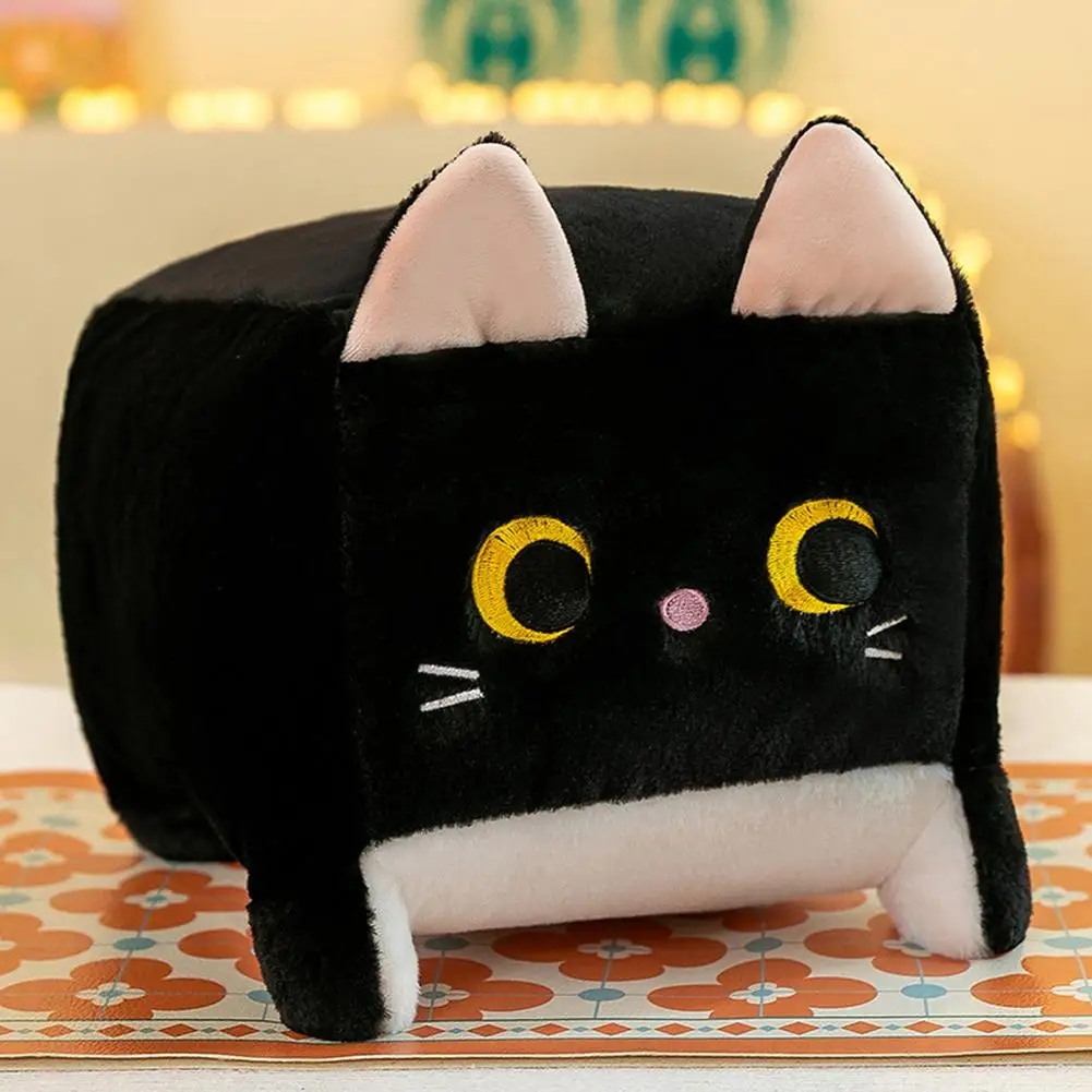 Adorável Brinquedo Quadrado Gato De Pelúcia, Boneca De Bloco De Algodão, Moda Unisex, Decoração de Casa Kawaii, Presente de Aniversário, 20 cm, 30 cm, 40cm