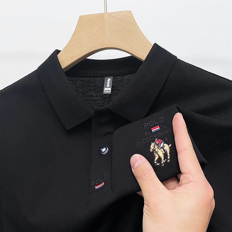 

100Cotton Luxury Brand Men's Polo Shirt Lapel Horse Embroidery Short Sleeve Summer New T-shirt Business Fashion Men's Clothing