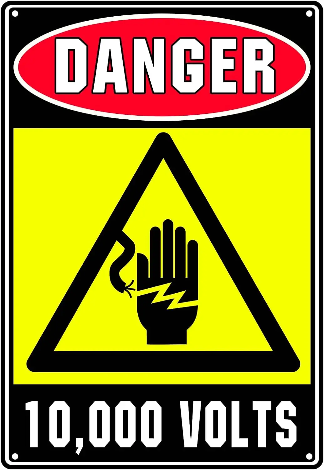 Dangerous 10,000 Volt High-voltage Electric Warning Sign, Durable 8x12 Tin Sign, Suitable For Indoor Electric Boxes And All High