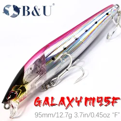 B&U JERK Floating MINNOW Wobbler Slatwater Fishing Lure Minnow Lure Hard Bait Quality Professional Depth0.1-0.5m 95mm 12.7g