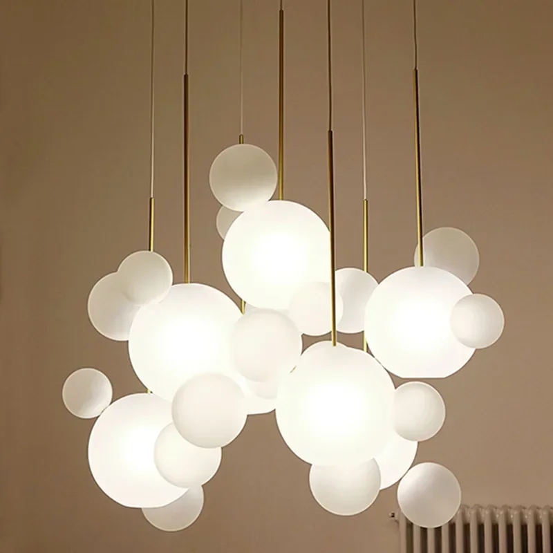 Nordic Glass Bubble LED Ceiling Chandelier For Table Dining Room Bedroom Kitchen Accesories Pendant Lighting Home Decor Fixture