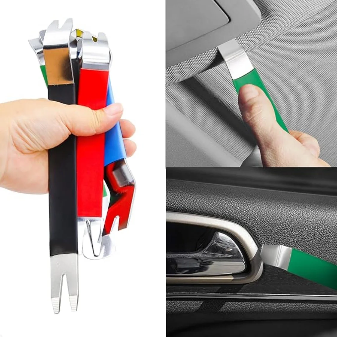 Outil de retrait de garniture automatique 6 pièces, outil de levier de retrait de fixation en acier inoxydable, outil de retrait de panneau pour tableau de bord de panneau de porte de voiture