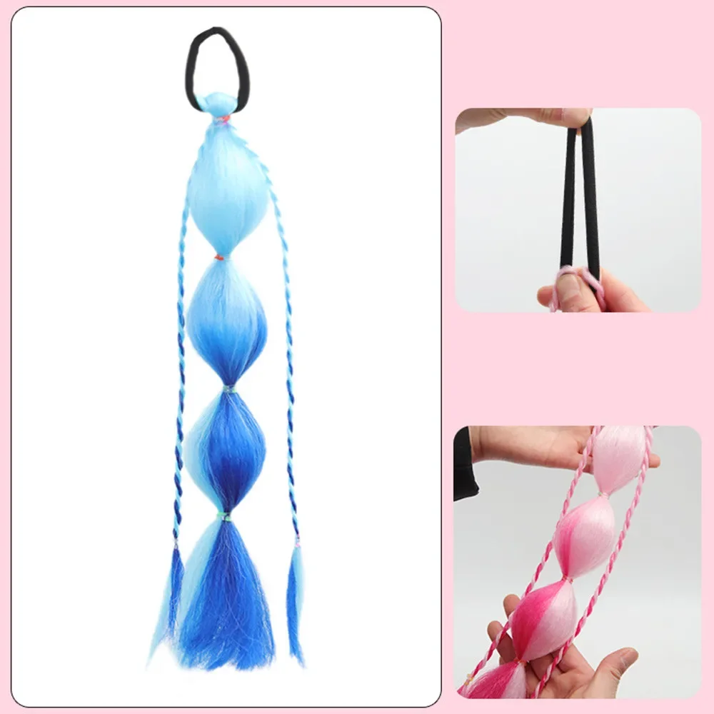 1 pz 30 cm colorato sfumatura sintetica bolla lanterna trecce parrucca ragazza trecce intrecciate coda di cavallo estensione dei capelli sintetici
