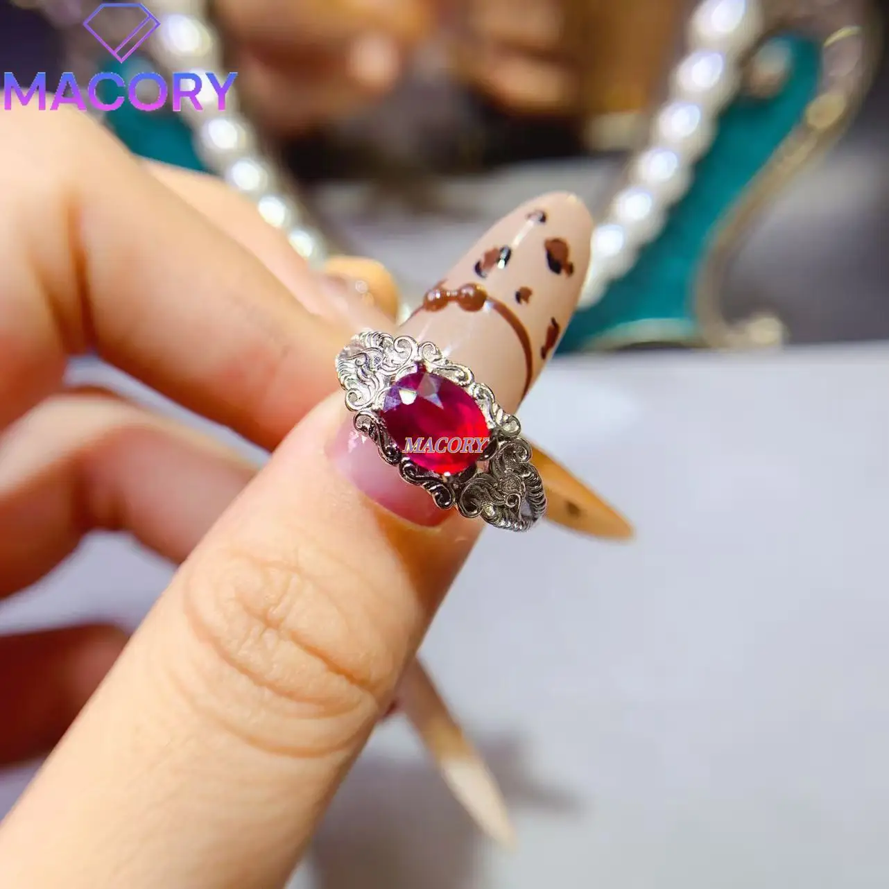 خاتم روبي جديد للنساء، فضة استرلينية 925، هدية عيد الحب وعطلة عيد الميلاد، كلاسيكية وعصرية #3