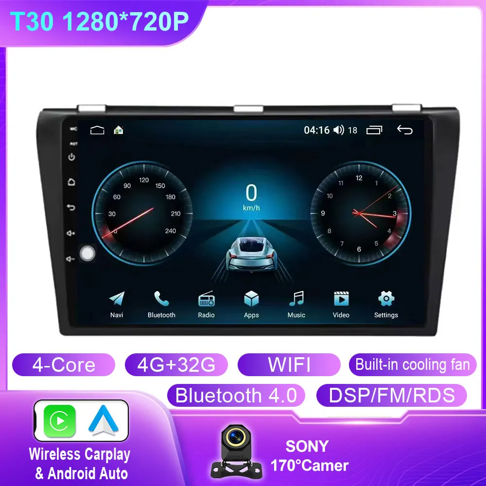 Android Draadloze Carplay Voor Mazda 3 2004 2005 2006 2007 2008 2009 Autoradio Met BOSE Multimedia Speler Stereo GPS Geen 2Din DVD