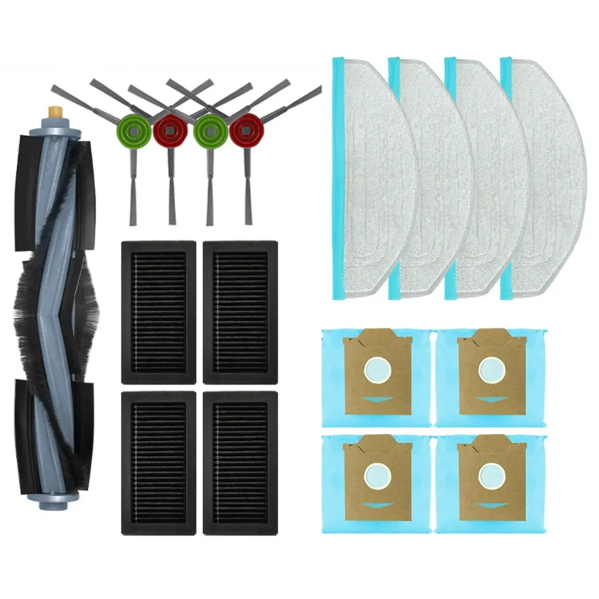 

17PCS for Yeedi Cube / Yeedi CC Robot Vacuum Cleaner Replacement Parts Main Side Brush Hepa Filter Mop Cloth Dust Bag