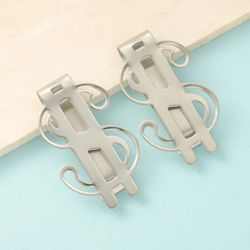 

Stainless Steel Money Clips For Mens Luxury Metal Dollar Sign Money Clips Jewelry Gift father's Day Mirror Polished 10pcs