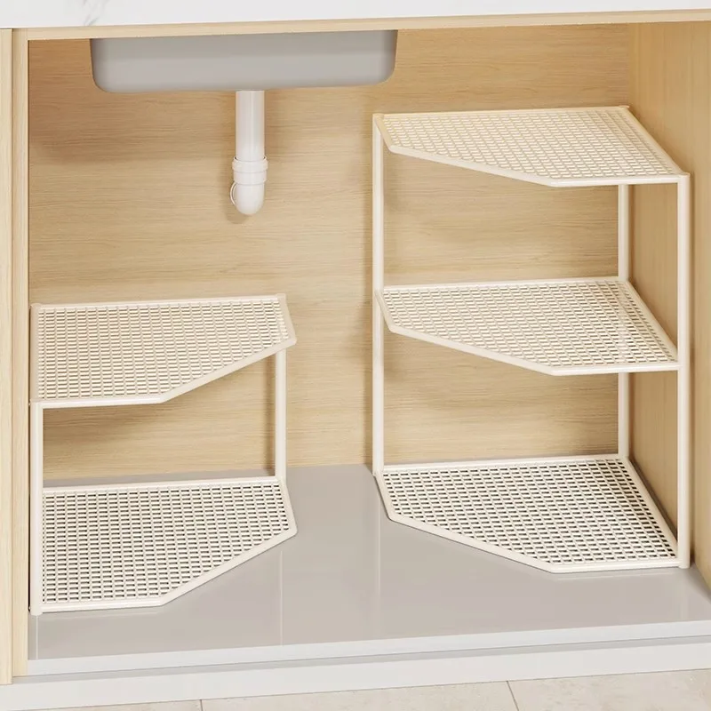 Under Sink Cabinet Organizer Iron Multi Tier Space Saving Shelf Kitchen Cupboard Pantry Cookware Dishes Seasoning Storage