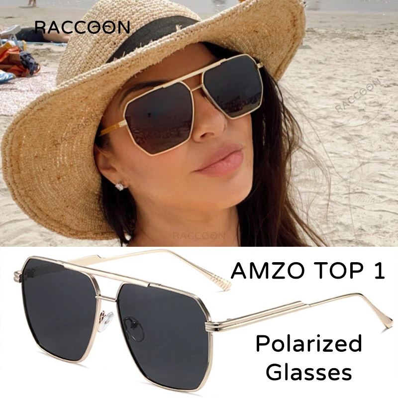 Retro Oversized Square Polarized Sunglasses Women Vintage  display picture 1