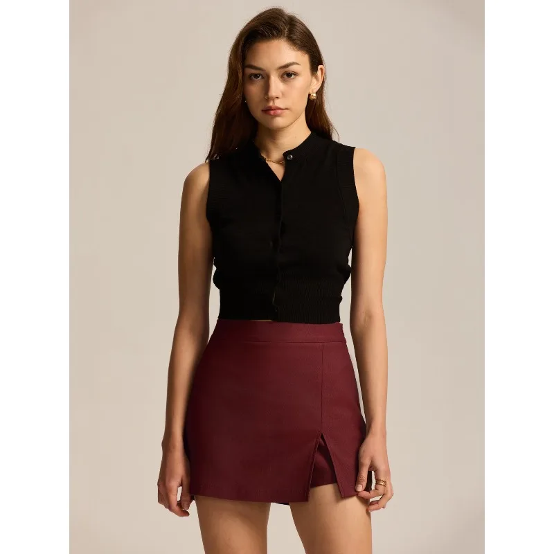 

Премиальные женские юбка-шорты с высокой талией, эластичные, с разрезом на молнии, для делового и повседневного стиля