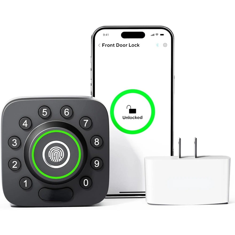 Smart Lock -U-Bolt Pro with WiFi Bridge, 7-in-1 Fingerprint Keyless Entry Door Lock, App Remote Control, Biometric Keypad