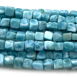 Veemake Natura Blue Larimar Grand Free Form Fillet Irregular Pebble Cube Beads Jewelry Design Making DIY Necklace Earrings 07635