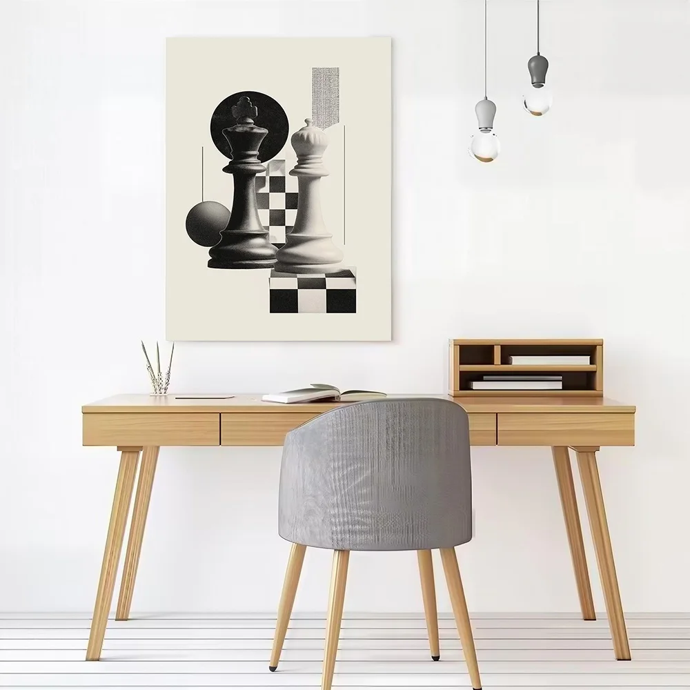 Chess Kings and Queen Abstract Printed Canvas Wall Art Customizable Paintings Poster Perfect Gift for Aesthetic Decoration Room