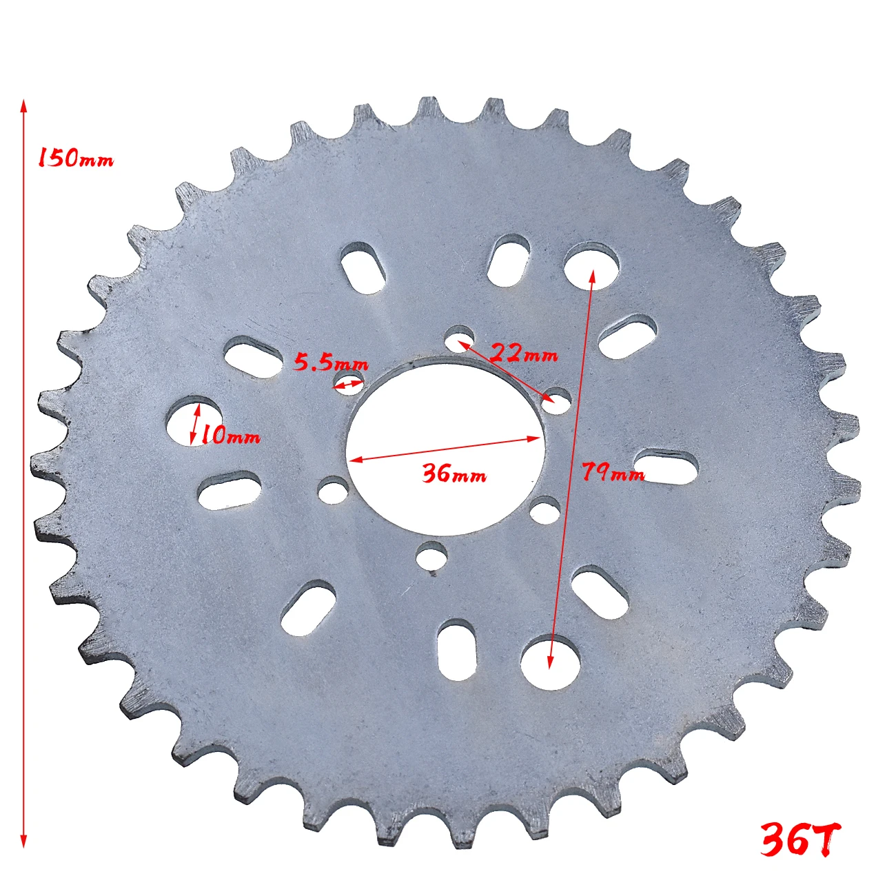 Silver CNC Adapter 36T Sprocket Fit 49cc 50cc 66cc 80cc Motorized Bike