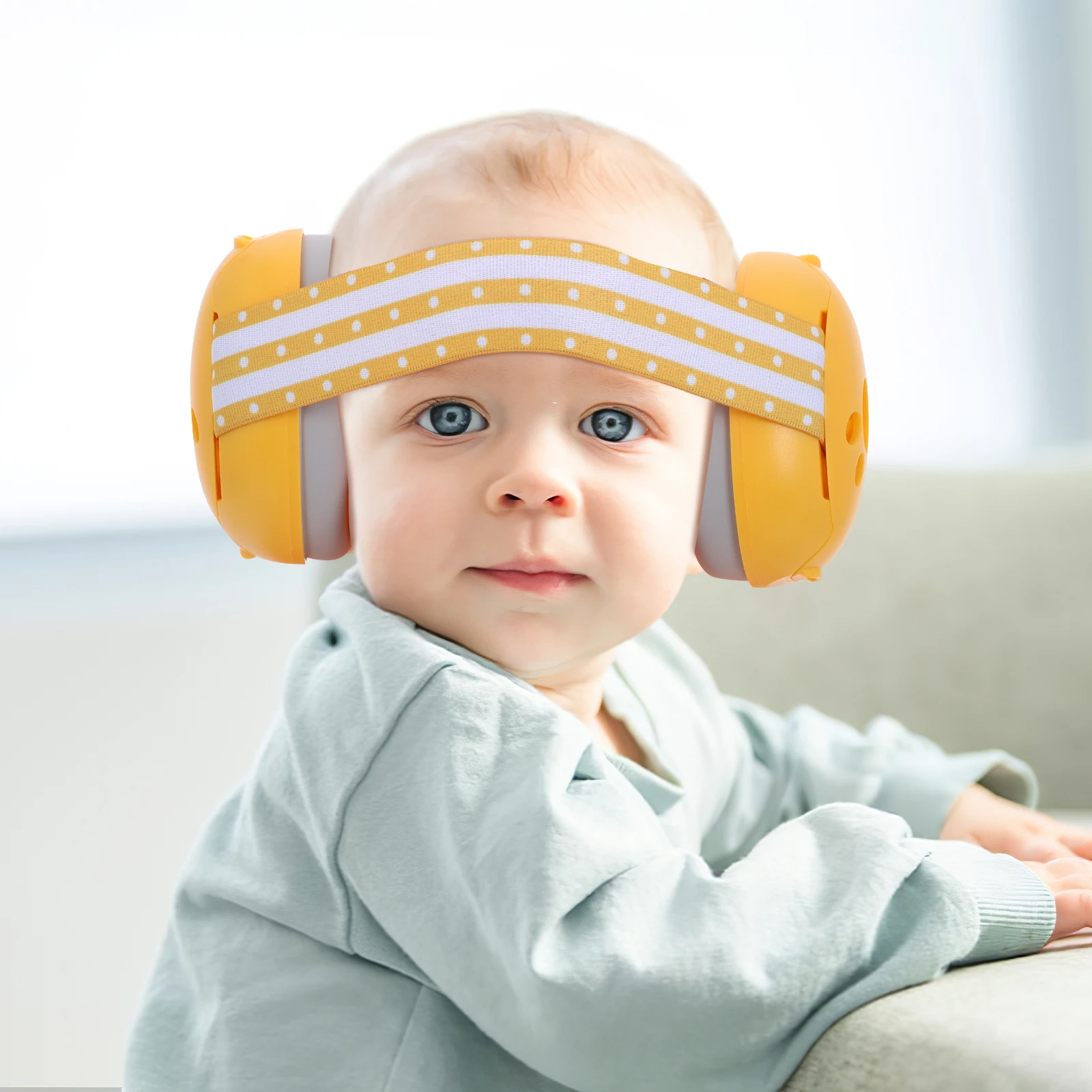 

Baby Noise Cancelling Ear Muffs Infant Hearing Protection Fit Airplanes Outdoor Activities Yellow Lightweight
