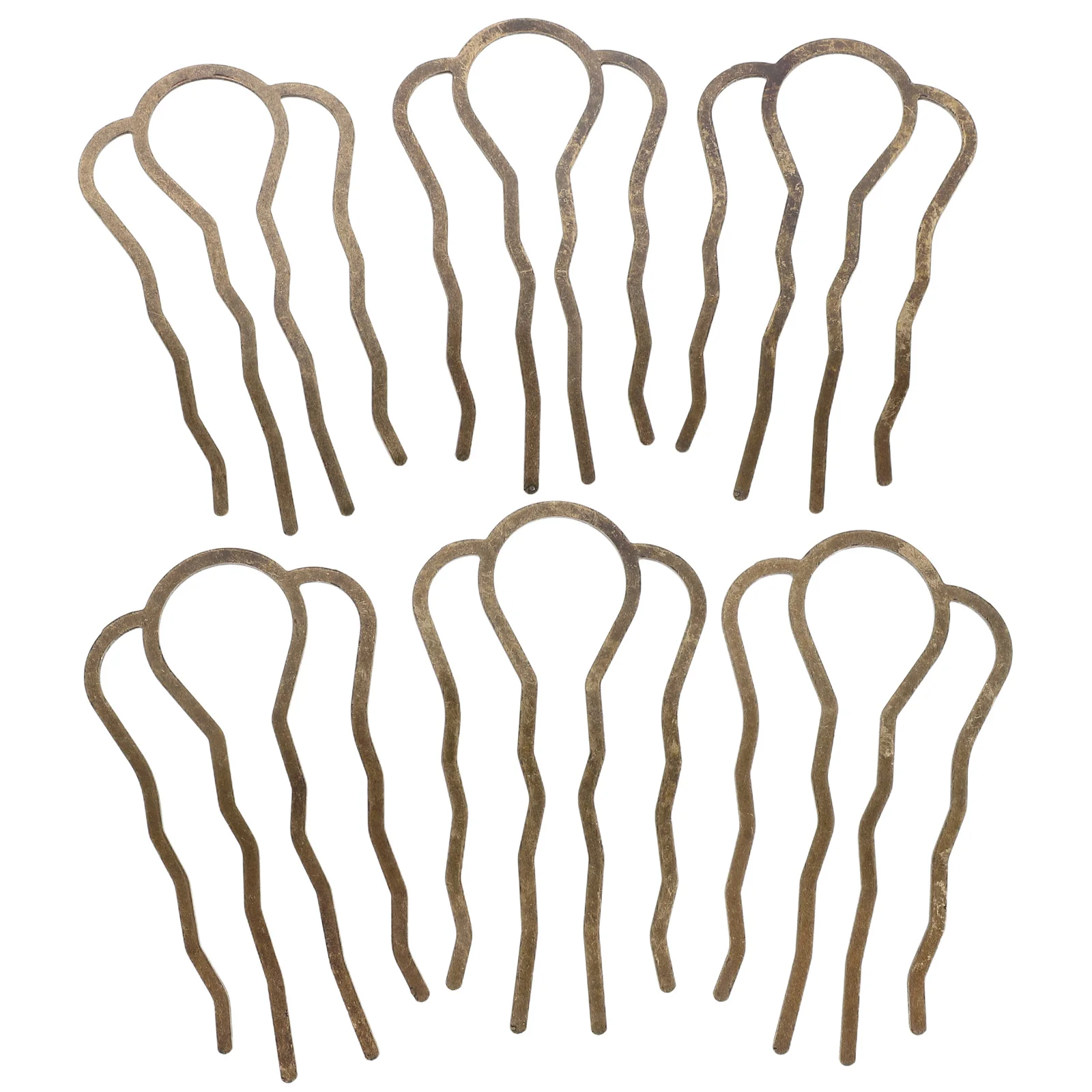 

6Pcs U Shaped Metal Hairpins Bronze Hair Side Combs Durable Hair Pins for Updo Bun Hairstyles Vintage Style U Shaped Hairpins
