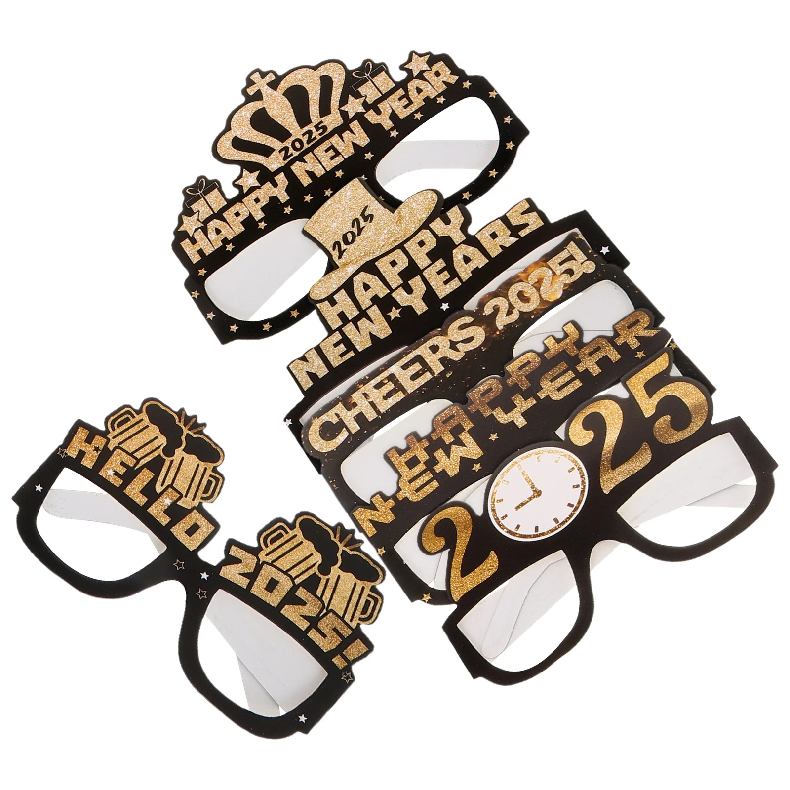

6Pcs 2025 New Year Eve Party Glasses Novelty Photo Props Lightweight Paper Eyewear Fun Eyeglasses Happy New Year Supplies