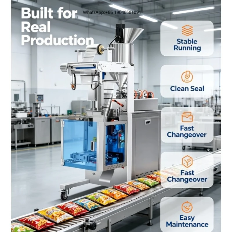 High-Speed Automatic Electric Corn Puff Packaging Machine with Embossing, Gluing, Slitting, and Coating Functions