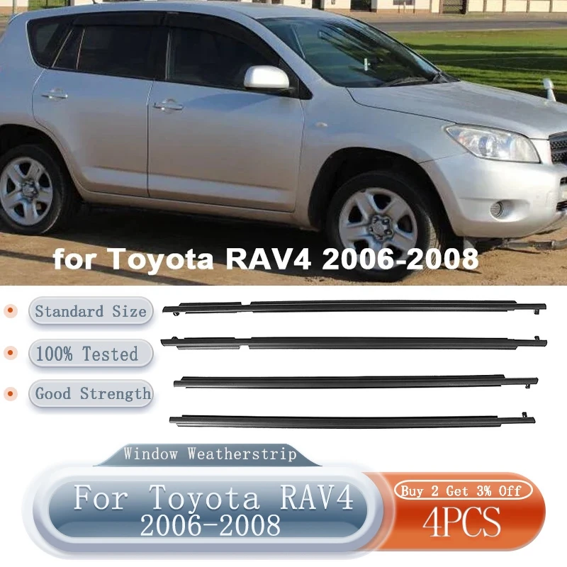 Car Window Rubber Sealant Strip Side Door Window Weatherstrip Rainproof Strip Trim for Toyota RAV4 2006-2008 Long Version Only