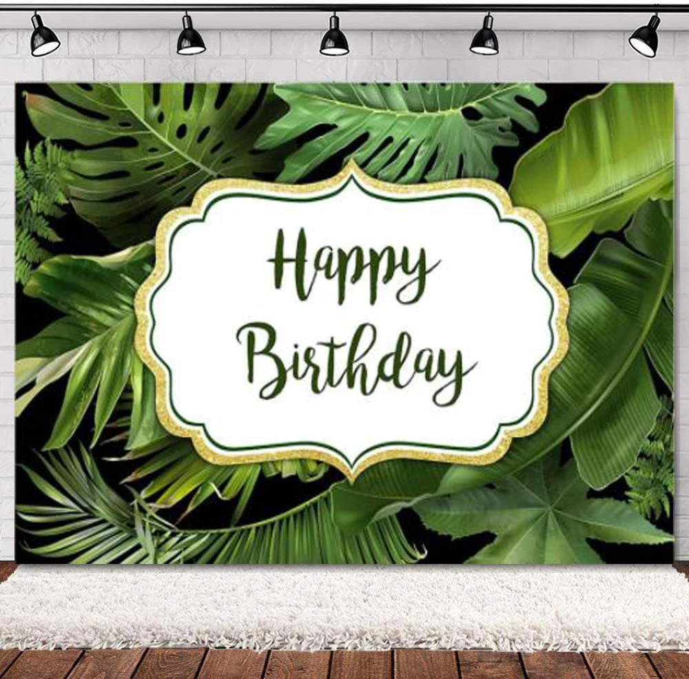 Photography Backdrop Jungle Safari Theme Green Leaves Newborn Kids Happy Birthday Party Decoration Background Supplies Poster