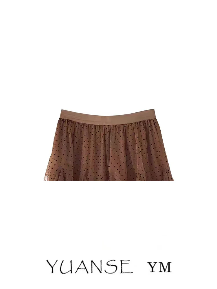 Yuansere Vintage Polka Dot Half Skirt Women's Summer Elegant Lace Cake Skirt A-Line Standard Fit mid Waist Other Material