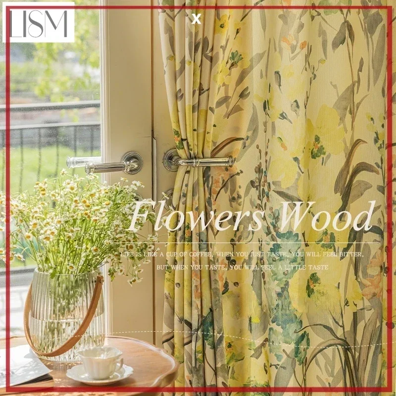 Modern Luxury Minimalist Curtains For Living Room Bedroom American Rural Pastoral Style Printed High-precision Blackout Curtains