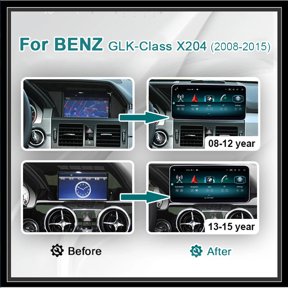 Wondefoo 1920*720P Screen Android 15 Auto Car Radio 12.5“ Wireless Carplay Stereo For Mercedes Benz GLK Class X204 2008-2015 NTG 4.0 4.5 Bluetooth Navigation Multimedia Player Autoradio GPS 4G BT 2 DIN