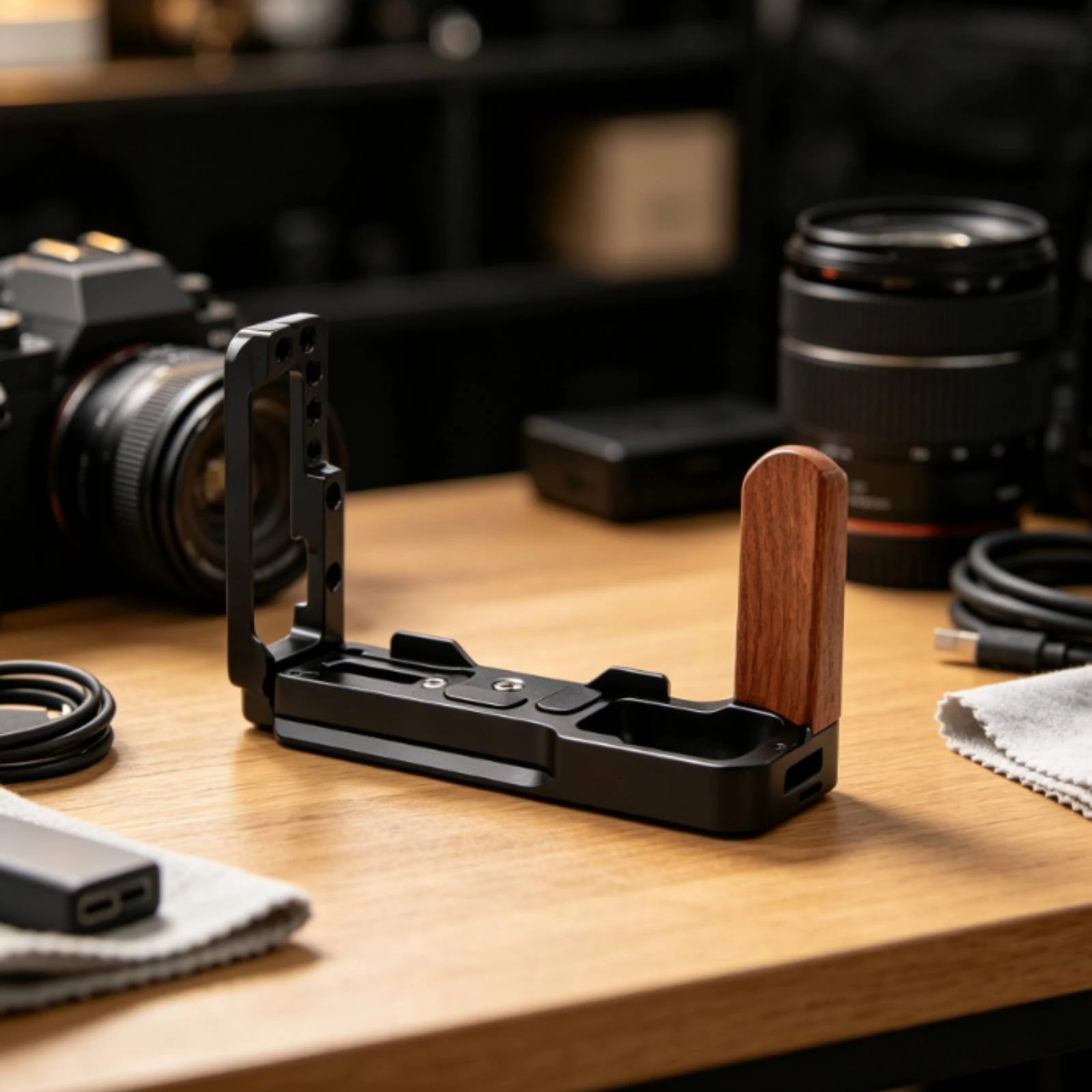 L-Shaped Quick-Release Plate Lightweight L-Shaped Camera Hand Grip Camera Plate with Hand Grip Secure Stable for Videographers