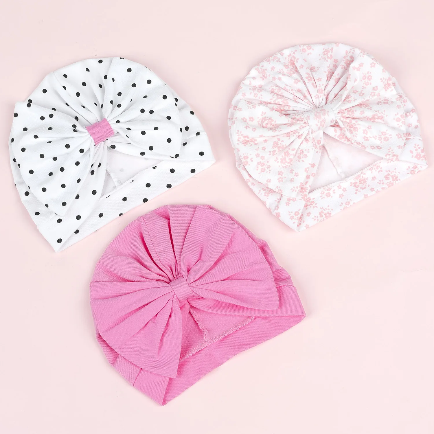 Cute Bows Baby Turban Hat Soft Cotton Kids Baby Girls Hats Beanie Striped Newborn Cap Bonnet Headwrap Infant Caps