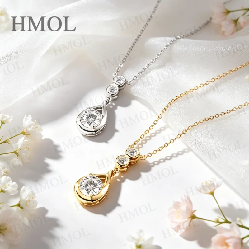 Moissanite Necklace 925 Sterling Silver D Color VVS1 Round Cut 1CT Pendant GRA Certified Factory Direct Commute Friendly Gift